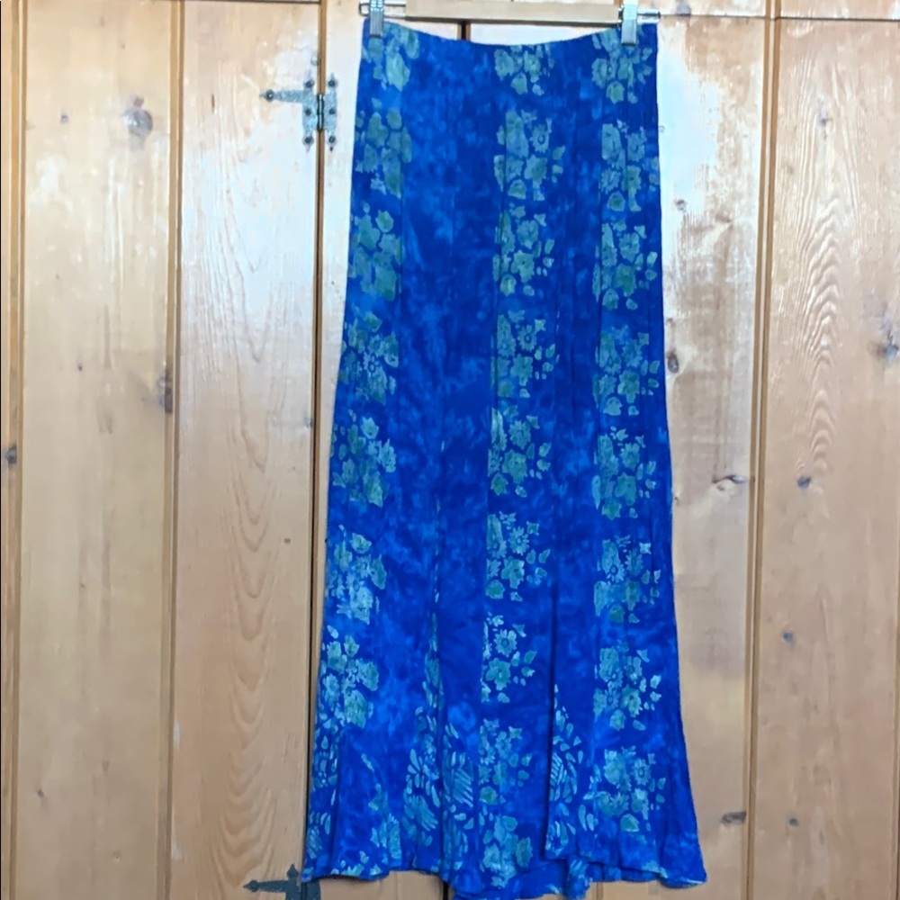 Blue and Green Batik Maxi Skirt